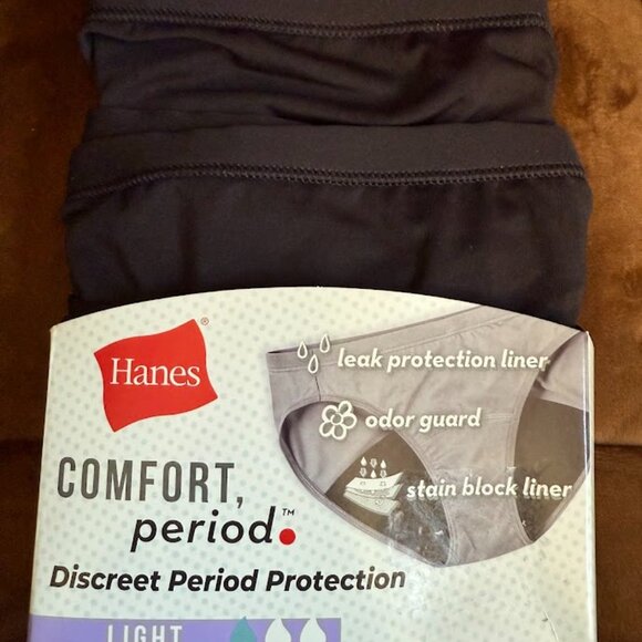 Hanes Womens Period Underwear 3-Pack, Comfort, Period Light Leak Protection - Picture 2 of 6